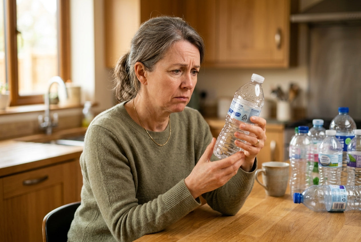 Woman worried about plastic